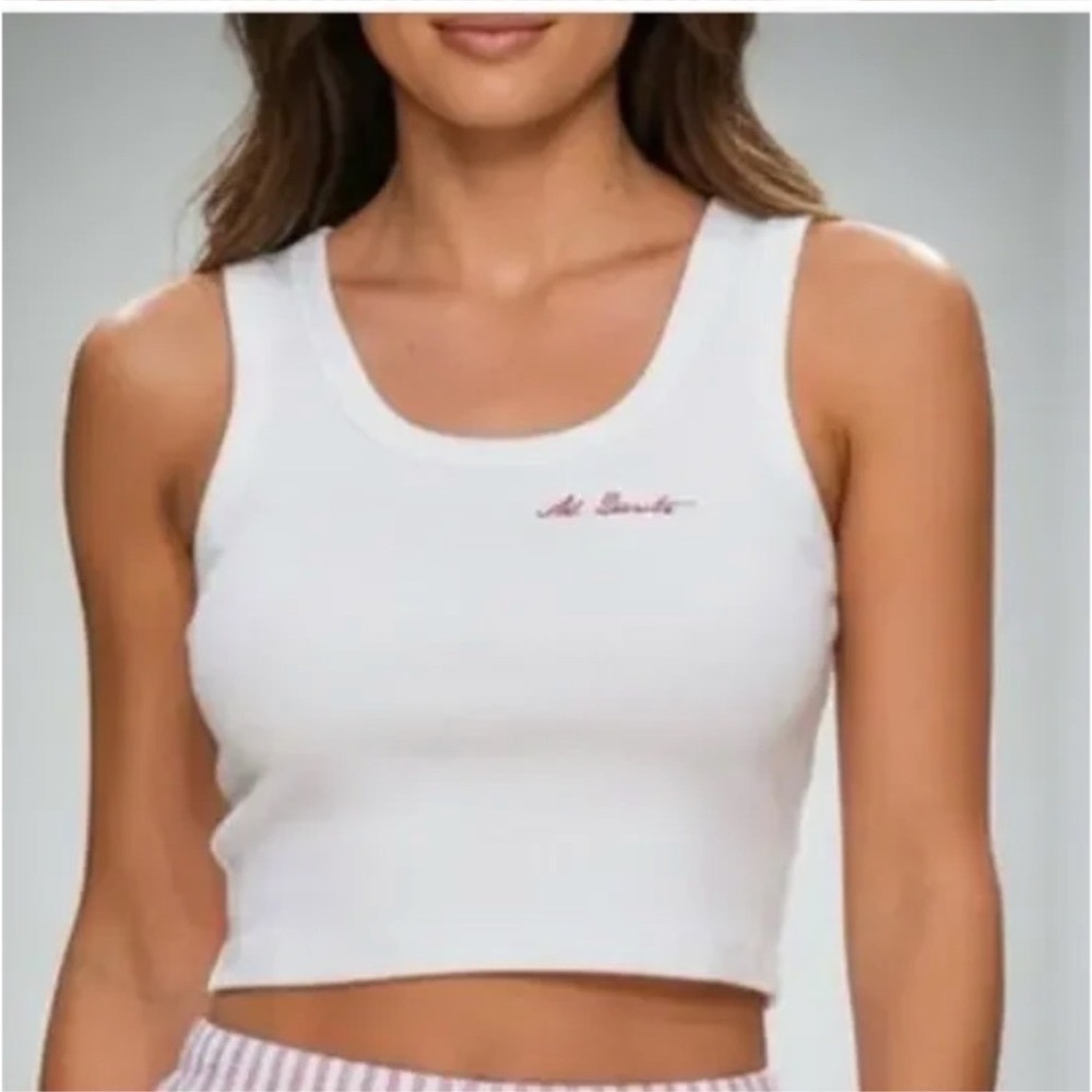 RUMORED Yankee Al Dente‎ Tank Top Cropped White Red Embroidery XL